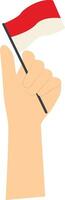 Hand Holding Indonesian Flag in Flat Design vector