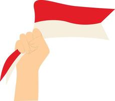 Hand Holding Indonesian Flag on White Background vector