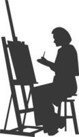 Artist Drawing Silhouette in Simple Design, Isolated on White Background, vector