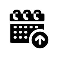 upload schedule glyph icon. Strong and solid icon for websites and mobile apps. vector