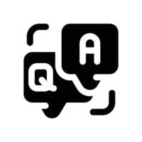 q and a glyph icon. Strong and solid icon for websites, mobile interfaces, presentations, and visual branding. High quality and easy to edit. vector