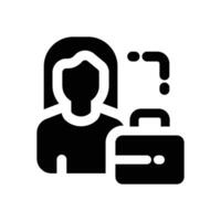 female employe glyph icon. Strong and solid icon for websites, mobile interfaces, presentations, and visual branding. High quality and easy to edit. vector