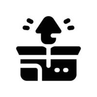 unboxing glyph icon. Strong and solid icon for websites, mobile interfaces, presentations, and visual branding. High quality and easy to edit. vector