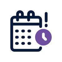 time and date dual tone icon. Sleek and modern icon for websites and mobile apps. vector