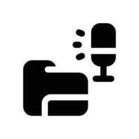 podcast folder glyph icon. Strong and solid icon for websites and mobile apps. vector