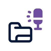 podcast folder dual tone icon. Sleek and modern icon for websites and mobile apps. vector