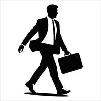 Silhouette of a businessman walking with a briefcase vector