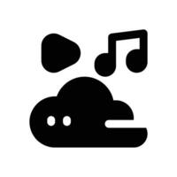 cloud music glyph icon. Strong and solid icon for websites and mobile apps. vector
