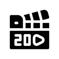 clapperboard glyph icon. Strong and solid icon for websites and mobile apps. vector