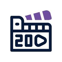 clapperboard dual tone icon. Sleek and modern icon for websites and mobile apps. vector