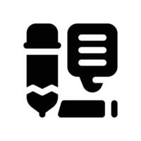 content writing glyph icon. Strong and solid icon for websites, mobile interfaces, presentations, and visual branding. High quality and easy to edit. vector