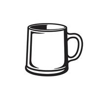 A simple silhouette illustration of a coffee mug or tea cup presented in a clean minimalistic black and white style. vector