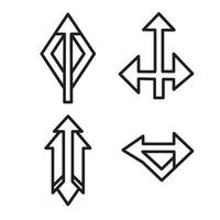 Set of minimalist black and white arrows with geometric shapes and clean lines suitable for infographics and directional signage vector