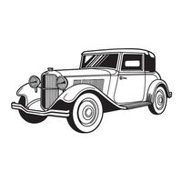 Classic vintage automobile illustration depicting a black and white silhouette of an old automobile design ideal for artistic retro themes vector