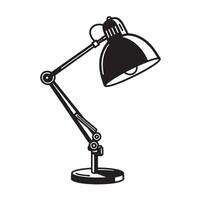 Black and white illustration of a classic adjustable desk lamp a silhouette of office lighting perfect for design projects vector