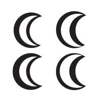 Four simple crescent moon silhouettes in a repeating pattern ideal for logo design and celestial thematic elements. vector