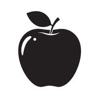 Simple black and white silhouette illustration of a healthy delicious apple on white background vector