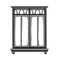 Elegant vintage style window silhouette isolated on white background a classic architectural design with a decorative top and paneled glass vector