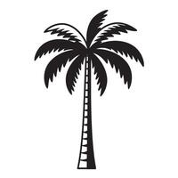 Classic black and white silhouette illustration of a tall palm tree on a white background vector