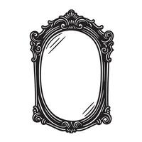Elegant oval silhouette mirror with ornate frame in style for classic interior design vector