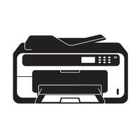 Sleek black and white silhouette illustration of a modern office all in one printer copier scanner and fax machine. vector