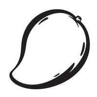 Simple black and white illustration of a ripe mango fruit showing a silhouette suitable for design and illustration use vector