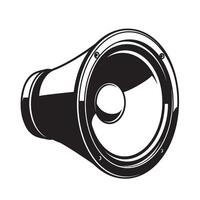 Detailed black and white illustration of a loudspeaker silhouette on a clean white background vector