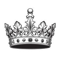 Elegant monochrome silhouette depiction of a royal crown suitable for various design and decorative projects. vector