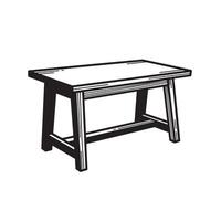 Elegant minimalist illustration of a wooden bench in a graphic black and white style a silhouette isolated on a white background vector