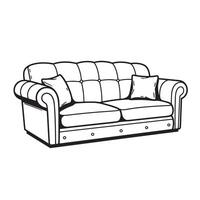 Elegant silhouette illustration depicting a comfortable two seater couch with detailed cushion and pillow design vector