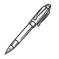 Detailed black and white pen illustration showing a classic writing instrument design with precise pen nib detail and elegant silhouette vector