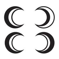 Four minimalist crescent moon silhouettes arranged in a square shape ideal for celestial themes and mystical projects vector