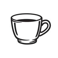 Elegant minimalist silhouette illustration of a filled coffee cup with a simple handle perfect for coffee related designs and branding vector