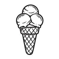 A delightful three scoop ice cream cone silhouette design with a waffle cone representing sweet summer treats and dessert vector
