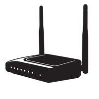 illustration of a black silhouette wireless router with two antennas and leds vector