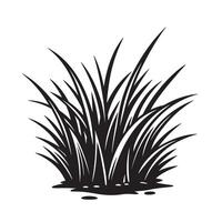 Silhouette illustration of a lush bush of green grass with decorative design elements vector
