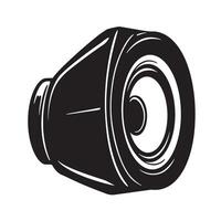 Simple black and white silhouette illustration of a loudspeaker or audio speaker icon vector