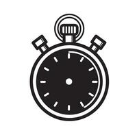 A clean silhouette of a classic analog stopwatch featuring buttons and a clear clock face for timing events and measuring periods vector