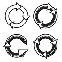 Four different circular arrow designs arranged in a square formation presented in a clean silhouette style against a white backdrop vector