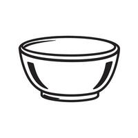 Simple illustrative silhouette of an empty bowl with a rounded shape perfect for food and dining concepts. vector