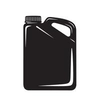Silhouette illustration of a black plastic fuel or liquid container with handle and screw top isolated on white background vector