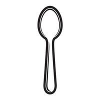 Clean black and white linear silhouette of a spoon isolated on a bright white background perfect for culinary design. vector