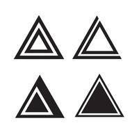 Four minimalistic black triangle shapes with varied styles featuring contrasting outlines and solid silhouettes on a plain white background. vector