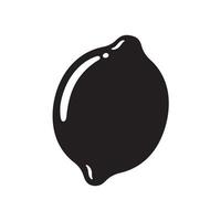 Simple black and white silhouette illustration of a ripe lemon fruit isolated on white background vector