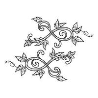 Elegant decorative scroll and leaf silhouette design element for embellishments and borders vector