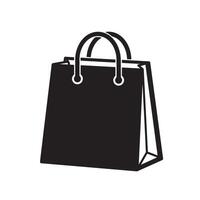 Minimalist shopping bag silhouette icon representing retail purchase shopping consumerism and commerce for web design and marketing vector
