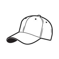 An isolated illustration of a baseball cap silhouette in black and white suitable for various design purposes vector