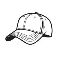 A clean monochrome illustration of a stylish baseball cap silhouette featuring a modern outline perfect for graphic design. vector