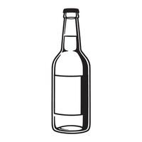 Simple black and white silhouette illustration of a beer bottle with a cap design suitable for various design needs. vector