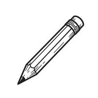 Simple outlined silhouette illustration of a classic sharpened pencil ready for writing drawing or sketching on a clean white background vector